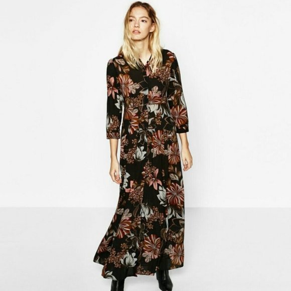 Zara | long floral print dress - Picture 2 of 12
